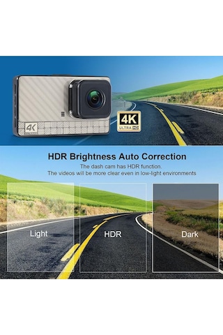 4k Ultra Hd Çift Kameralı Araç İçi Kamera Gece Görüşlü Akıllı Dashcam