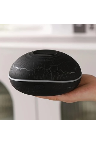 Techbloom Renkli Taklit Alev Aromaterapi Difüzörü Ahşap Desenli Ev Nemlendirici Çatlak Alev Tasarımı Ahşap