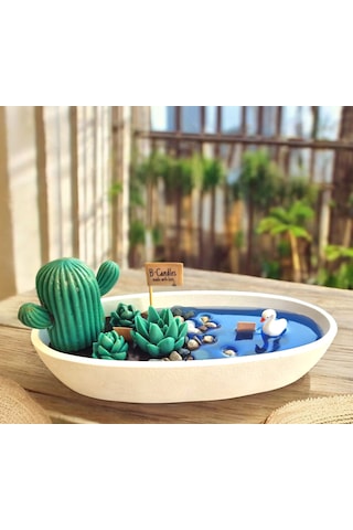 Göletli Kaktüs Mum Tabağı