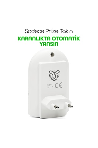 Otomatik Gece Lambası Işığa Duyarlı Ldr Sensörlü Fotoselli Karanlık Sensörlü Işık Renkli 8884 Beyaz