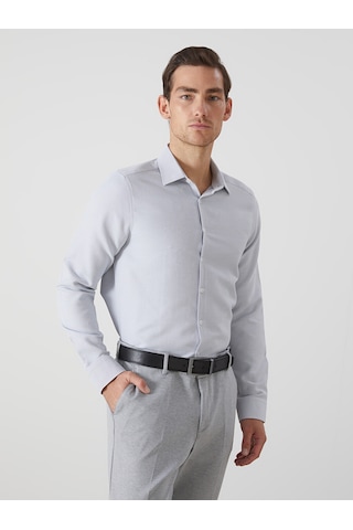 Lcw Busıness Gri Slim Fit Uzun Kollu Armürlü Erkek Gömlek