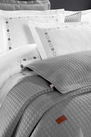 Elegante %100 Pamuk Saten Yatak Örtüsü Seti Gri Bej