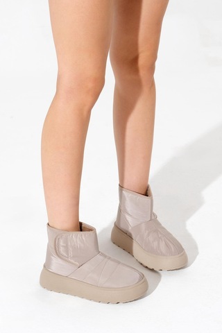 Kalın Poli Taban İçi Kürklü Cırtlı Kadın Bej Bot Tbals035 Bej