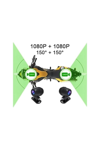 Çift Ön Arka Motosiklet Kamerası Full Hd 1080p, 150 Geniş Açı Lens, 3.0 Ips Ekran, Wifi Destekli Dvr Kayıt, G-sensör, Uzaktan Kumanda, 128gb Tf Kart Destekli, Dc 5 24v Güç Girişi V9