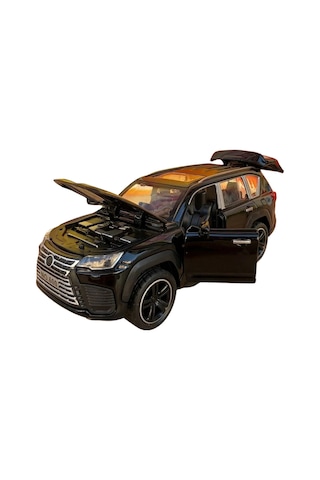 1:32 Ölçek Metal Model Araba Lx600 Lüks Suv Jip - Işıklı Sesli Çek Bırak - Siyah