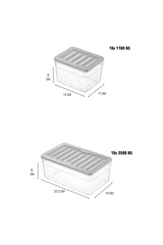 20 Li Derin Saklama Kabı Seti 10x2500 Ml 10x1100 Ml Bpa Sız Sızdırmaz Mikrodalga Uyumlu Antrasit Kapak