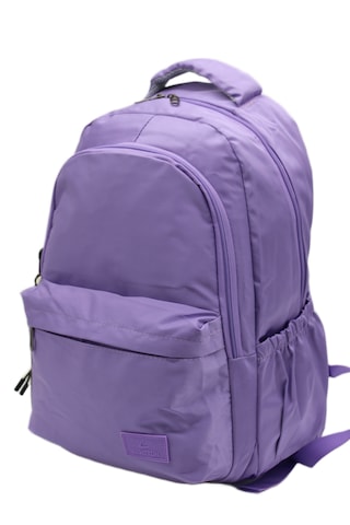 Saten Suya Dayanıklı Kumaş Unisex Siyah Okul Sırt Çantası 2200 Siyah Lila