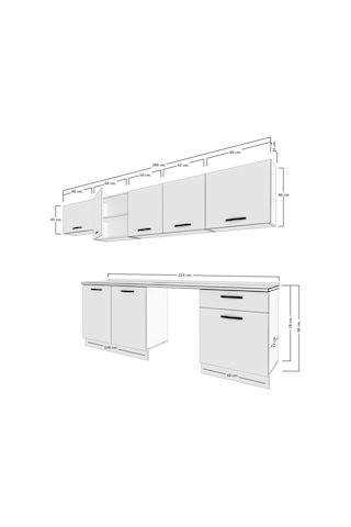 Decoraktiv Elite 280 Mdf Hazır Mutfak Dolabı - Tezgah Dahil - Parlak Beyaz
