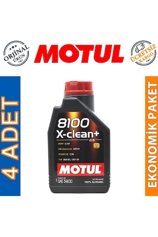 Motul 8100 X-Clean+ 5W-30 Tam Sentetik Motor Yağı 4 x 1 L