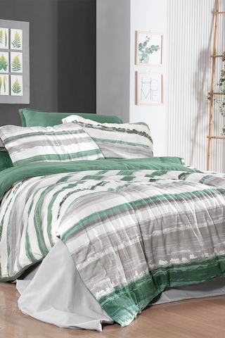 Sarev Mundo Yeşil Çift Kişilik %100 Pamuk Mood Comfort Yıkamalı Nevresim Takımı Yeşil