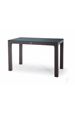 Rattan Masa 70x120 Sabit Camlı Masa - Bahçe Balkon Teras