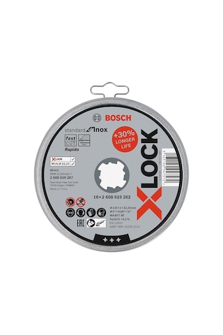 Bosch X-lock 125 1.0mm Standard Seri Düz Inox Kesme Diski Taş - Rapido 10'lu - 2608619267