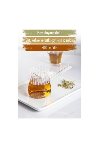 Isıya Dayanıklı Ocakta Kullanmaya Uygun Lüks Borusilikat Cam Cezve 400 Ml