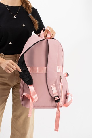 Ventis Qualty Okul Çantası Su Geçirmez Klinkır Kumaş Unisex Sırt Çantası Model 7c Pembe
