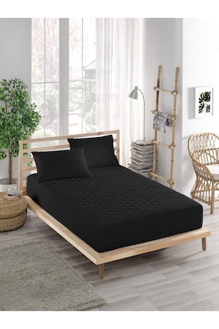 Ely Parker Sessiz Alez yatak Koruyucu kapitoneli Mikro fitted tek çift Kişilik bebek Alezi ELYPRKR00580 Siyah