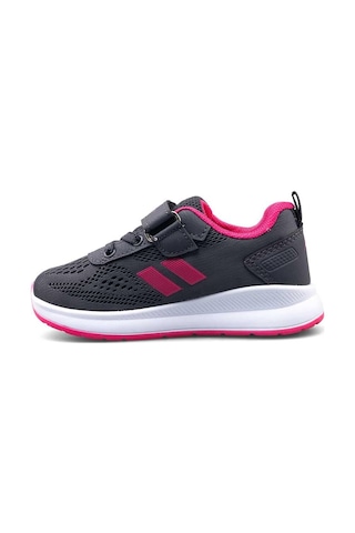 Çocuk Günlük Yumuşak Rahat Taban Triko Cırt Bantlı Spor Ayakkabı Sneaker Füme Fuşya