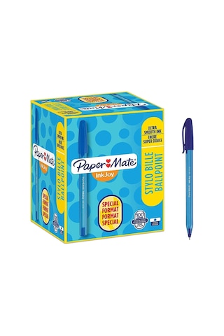 Inkjoy 100 1.00mm Kapaklı Mavi Tükenmez Kalem 100 Lü Çok Renkli