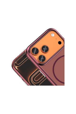 Apple iPhone Uyumlu 17 Pro Kılıf M-safe Şarj Özellikli Zore Lora Pc Kapak - Mürdüm