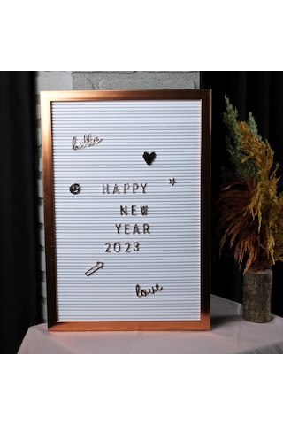 Büyük Boy Rose Gold Yazı Panosu Mesaj Tahtası; 2 Adet Harf Seti H