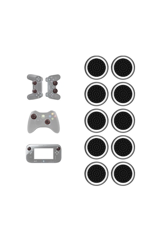 10 Adet Gamepad Silikon Aydınlık Düğme Kapağı Rocker Cap Ps5 / Ps4 / Ps3 / One / 360 / Pro / Serisi X / S Siyah Beyaz Daire
