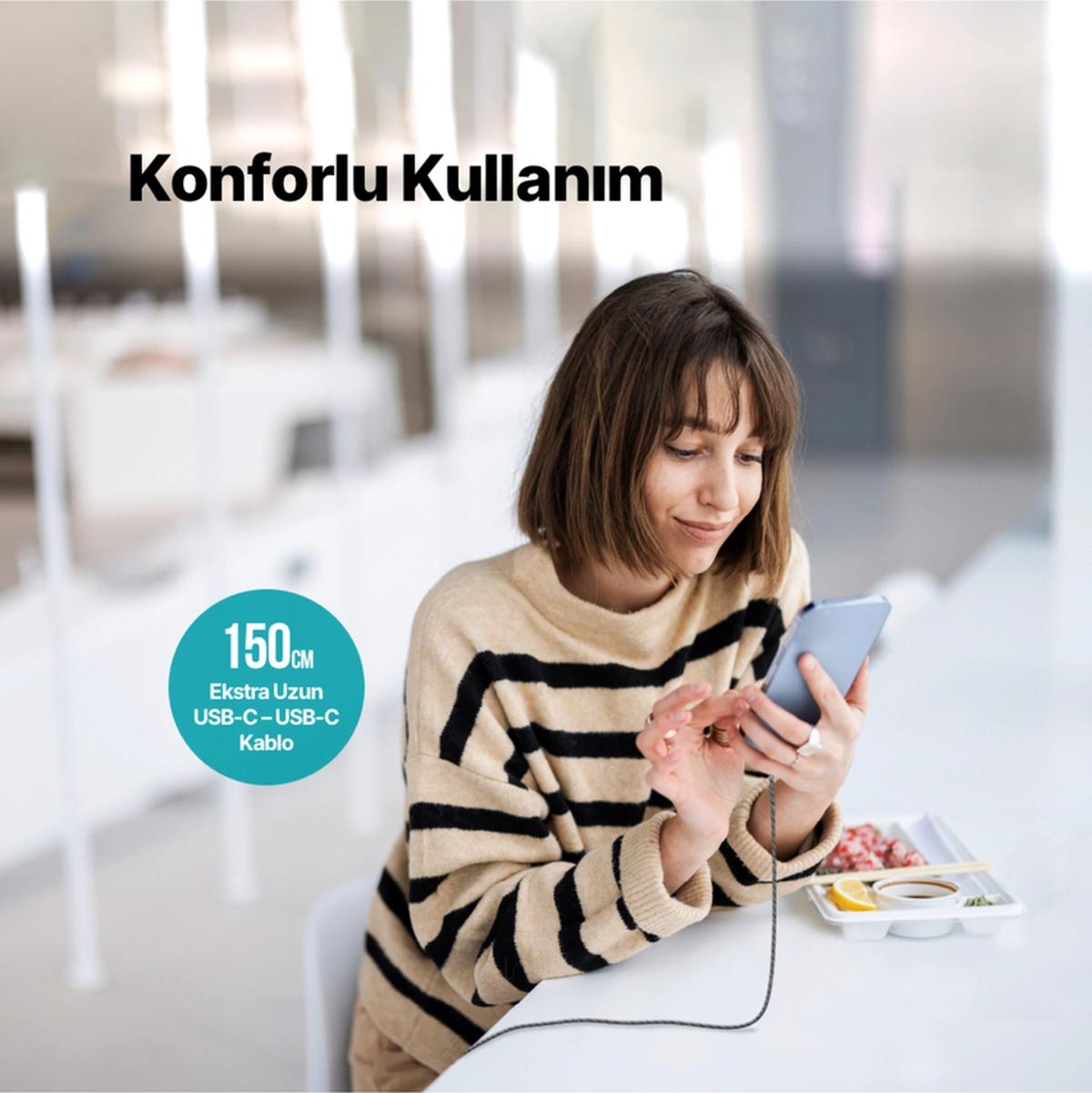 Alumicable Usb-c - Usb-c 150cm 100w Pd/qc Hızlı Şarj/data Kablosu Uzay Grisi