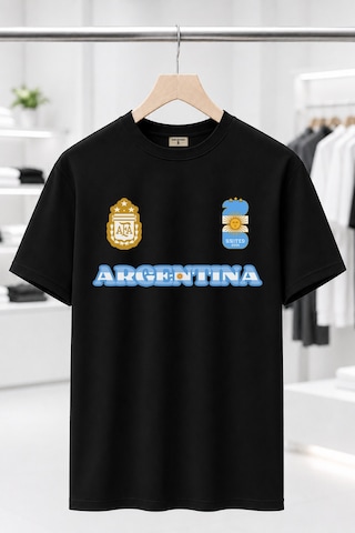 Bayloranzzo Argentina %100 Pamuk Heavy Cotton Premium Kalite Unisex Tişört Siyah