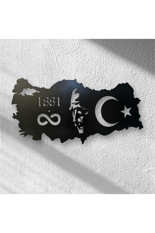 Dgrk Atatürk Ve Türkiye Haritası Tasarım Tablo Ahşap 110 X 70 Cm