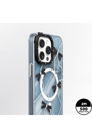 Apple Uyumlu iPhone 15 Pro Kılıf Magsafe Şarj Özellikli Airbagli Çift Katmanlı Youngkit Star&butterfly Serisi Gri