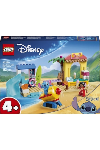 LEGO® ǀ Disney Lilo ve Stiç ile Plaj Eğlencesi 43280 – 4 Yaş Üzeri Çocuklar için 2 Karakter İçeren Oyuncak Yapım Seti (113 Parça)