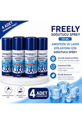 Freely Soğutucu Sprey 150 Ml, Anestezik Ve Lazer Epilasyonu İçin Soğutucu Sprey 4 Adet