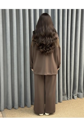 Nuss 1089 Çep Detayli Pantolonlu Takım - Kahve