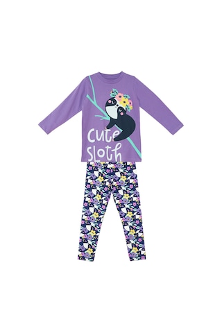 Denokids Tembel Hayvan Kız Çocuk Tunik Tayt Takım Çok Renkli