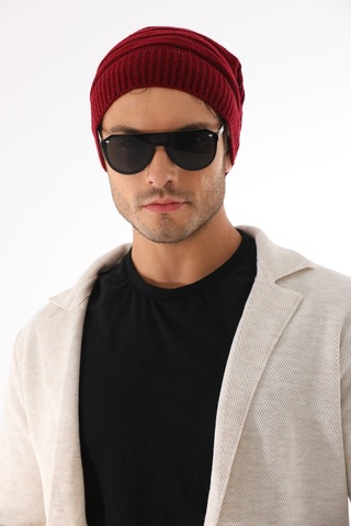 Erkek Bordo İpli Bere