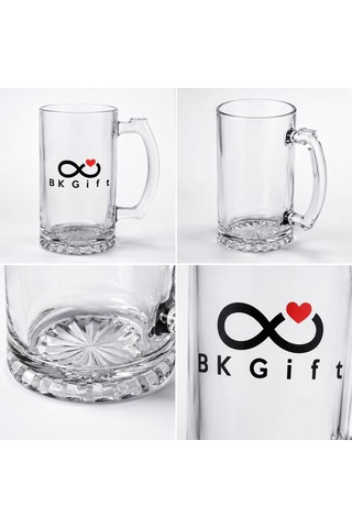 Logonuza Özel 5 Adet 500 Ml Şeffaf Cam Bira Bardağı Kurumsal Hediye Ve Promosyon Seti