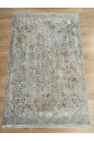 Gloria Td116 Bej Vintage Eskitme Desen Dokuma Saçaklı Kilim Çok Renkli