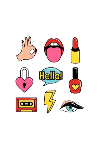 Hello Temalı Telefon Ve Bilgisayar Yüzeylerine Uygun Sticker Seti