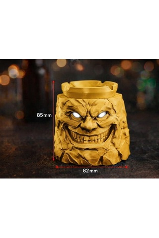 Alse 3d Korku Tasarımlı 3d Kül Tablası Kapaklı, Dekoratif, Özel Tasarım Masaüstü Aksesuarı Sarı 85mm X 82mm