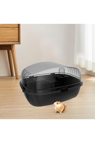 Şeffaf Üstlü Ve Kolay Erişimli Lüks Hamster Evi - Siyah
