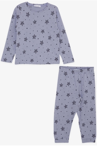 Breeze Kız Çocuk Pijama Takımı Yıldız Desenli 1.5-5 Yaş, Lila-lila Lila