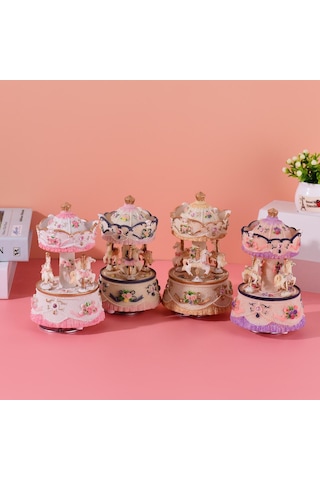 Sarı Ammoon Müzik Kutusu Atlıkarınca At Tek Boynuzlu At Renk Değişimi Led Işık Işıklı Dönen En Iyi Hediye