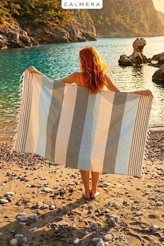Calmera Natura Peştemal Pamuk - Doğal Saçaklı Plaj, Deniz, Havuz, Spa, Sauna, Spor, Seyahat Havlusu - Yeşil