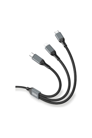 Go-des Gd-uc617 3in1 Type-c To Lightning/type-c/type-c Ultra Hızlı Pd Şarj Kablosu 100w 1.2m Siyah
