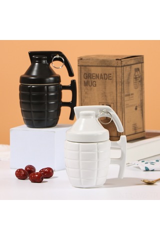 Wezone Kreatif El Bombası Desenli Seramik Kupa, Kapaklı 301-400ml Kahve/çay Bardağı, Özel Hediyelik怪诞 Mug Diğer