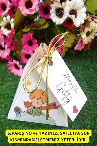 30 Adet Gold İpli Küçük Prens Piramit Kutu - Lokum Kutusu -