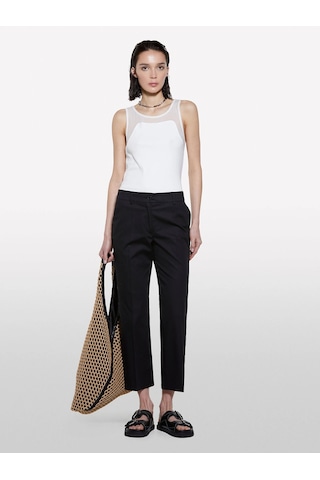 Sisley Streç Pamuklu Normal Bel Straight Fit Pantolon Kadın Siyah Pantolon - 325p4enmle02x