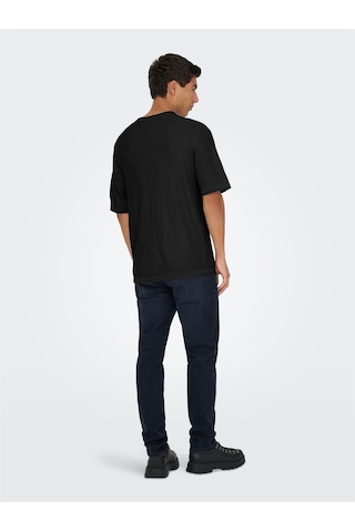 Only & Sons Onskalmar Rlx 12 Ss Crew Knıt Siyah Kazak - 22033561 Siyah