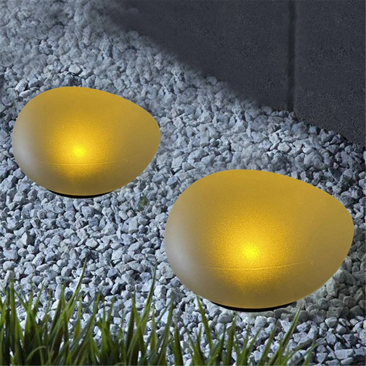 Moveevo Güneş Enerjili Çakıl Şekilli Bahçe Lambası - Ip55 Su Geçirmez 8 Saat Sürekli Aydınlatma - Islak Sarı Işık - Dış Mekan Dekorasyonu Sarı