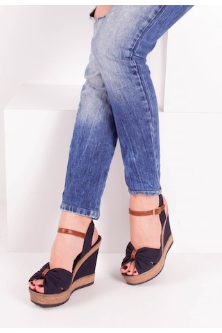 Fox Shoes Lacivert Kadın Dolgu Topuklu Ayakkabı 9674071005
