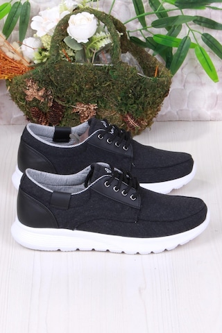 Fort Dks 020 Hafif Rahat Keten Sneaker Erkek Ayakkabı Siyah - Beyaz