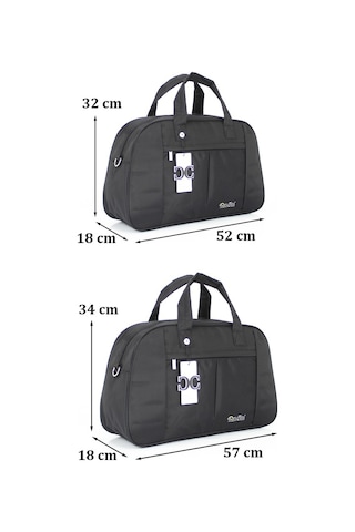 Case Club Orta Ve Büyük Boy Seyahat Ve Spor Çantası Omuz Askılı Siyah
